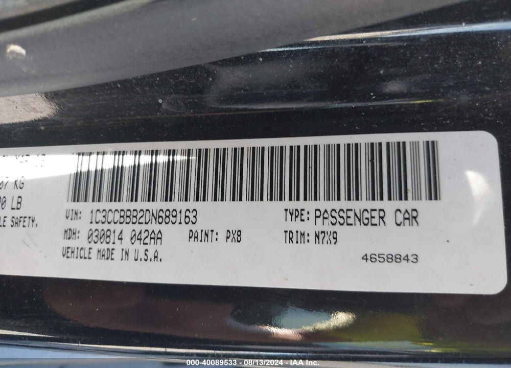 2013 CHRYSLER 200 TOURING VIN: 1C3CCBBB2DN689163