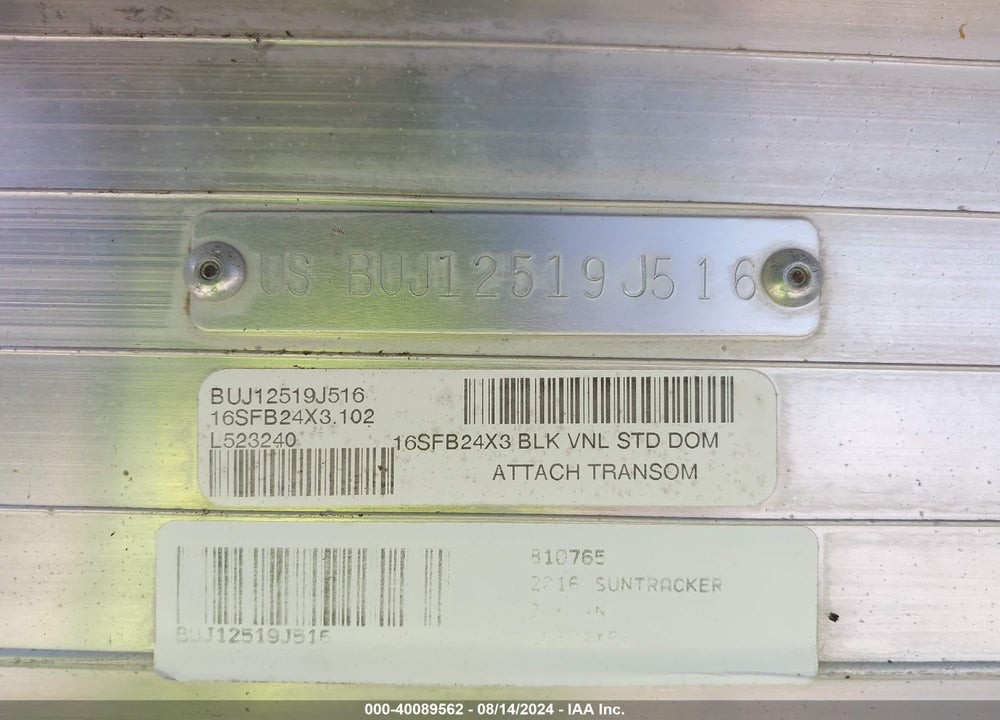 2016 SUNTRACKER OTHER VIN: BUJ12519J516