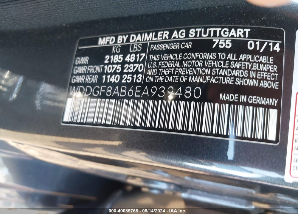 2014 MERCEDES-BENZ C 300 LUXURY 4MATIC/SPORT 4MATIC VIN: WDDGF8AB6EA939480