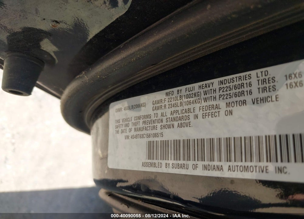 2005 SUBARU BAJA TURBO VIN: 4S4BT63C156106515