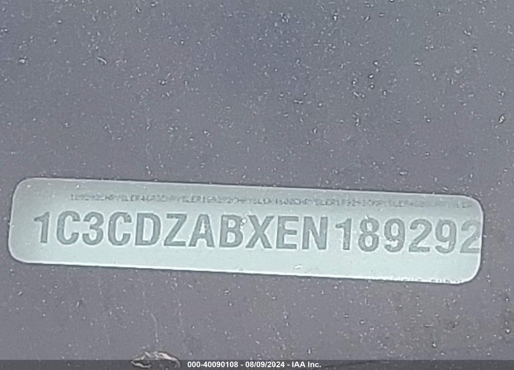2014 DODGE AVENGER VIN: 1C3CDZABXEN189292
