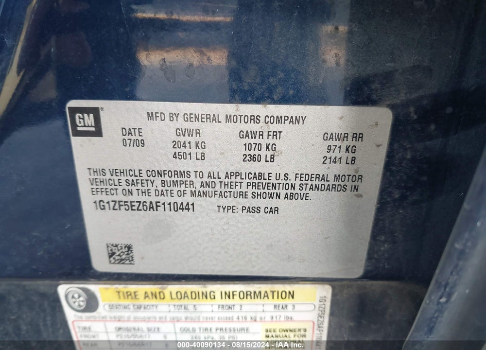 2010 CHEVROLET MALIBU HYBRID VIN: 1G1ZF5EZ6AF110441