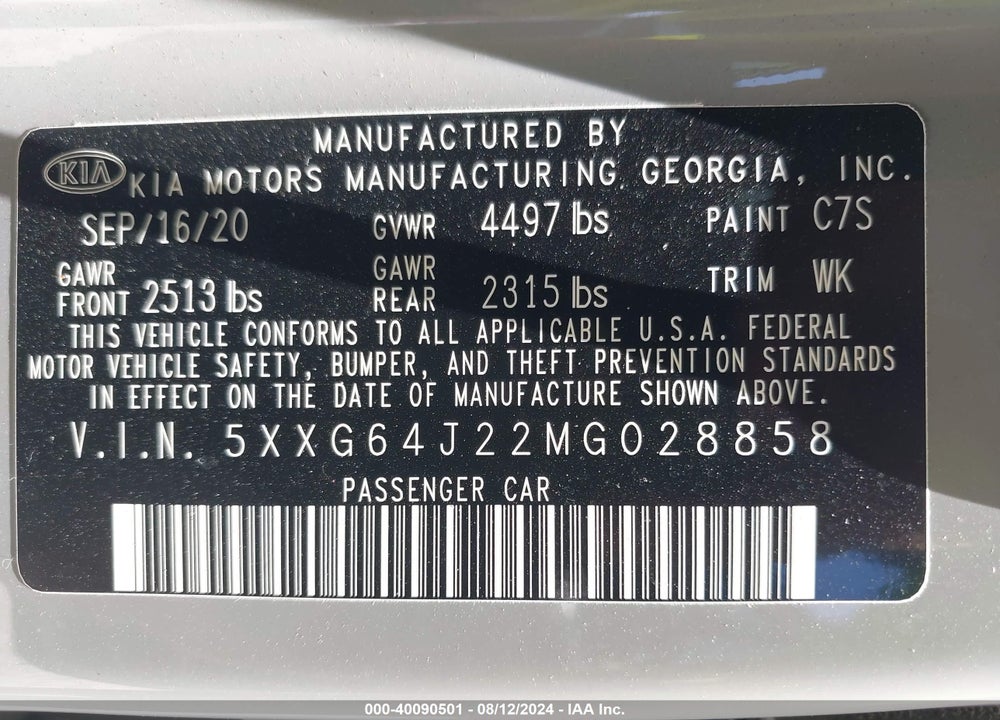 2021 KIA K5 GT LINE VIN: 5XXG64J22MG028858