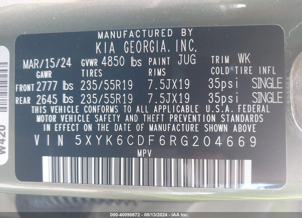 2024 KIA SPORTAGE X LINE VIN: 5XYK6CDF6RG204669