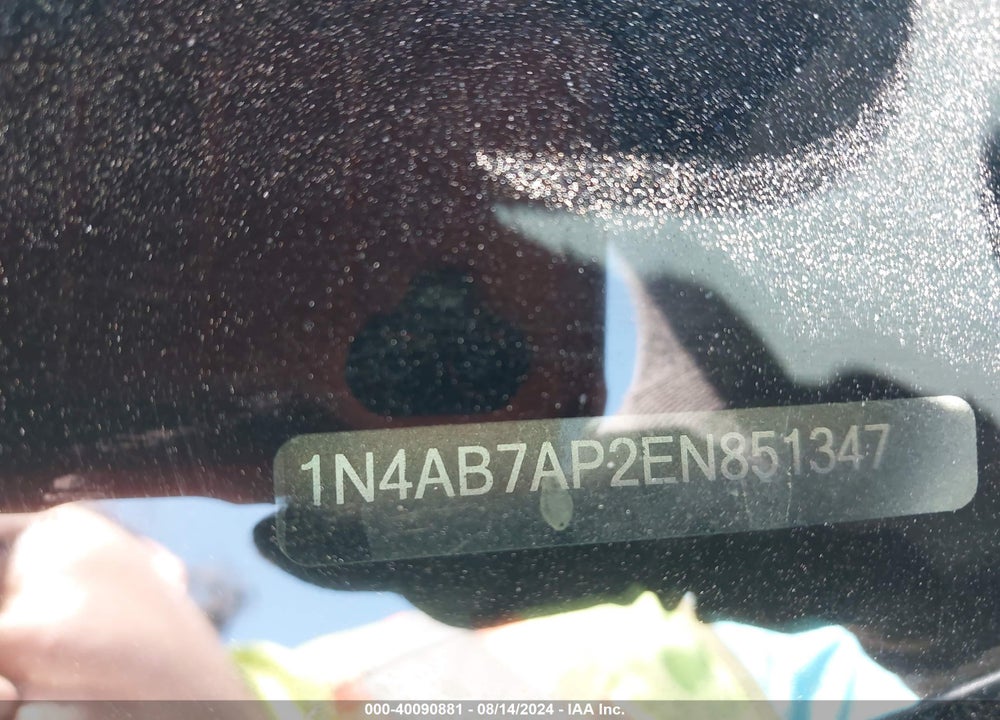2014 NISSAN SENTRA VIN: 1N4AB7AP2EN851347