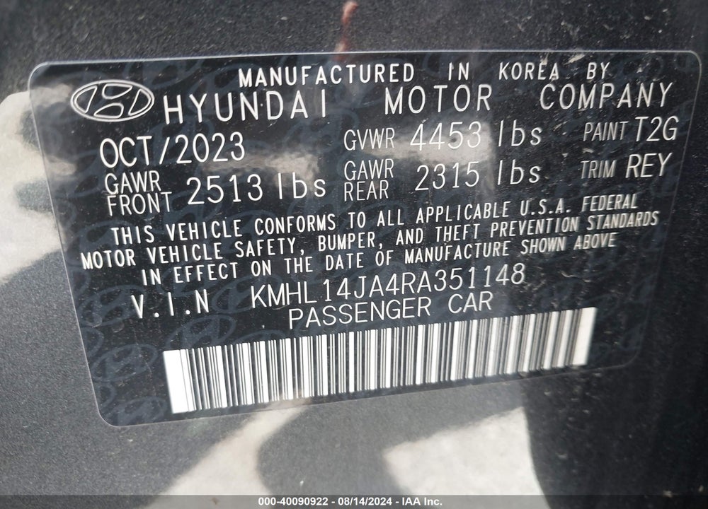 2024 HYUNDAI SONATA SEL VIN: KMHL14JA4RA351148