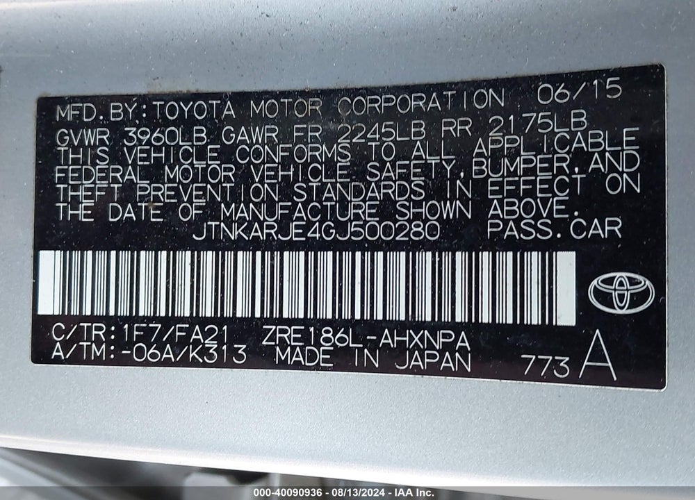 2016 SCION IM VIN: JTNKARJE4GJ500280