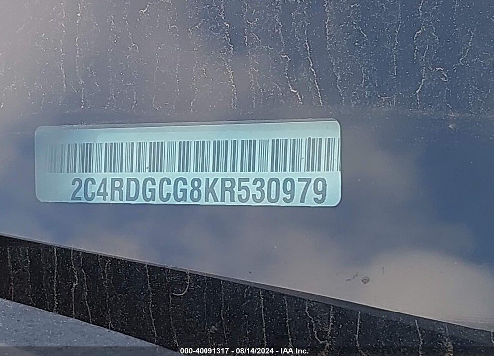 2019 DODGE GRAND CARAVAN SXT VIN: 2C4RDGCG8KR530979
