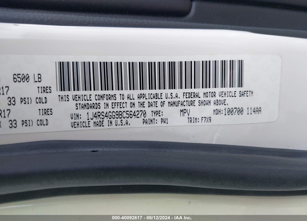 2011 CHEROKEE JEEP GRAND  LAREDO VIN: 1J4RS4GG9BC564270