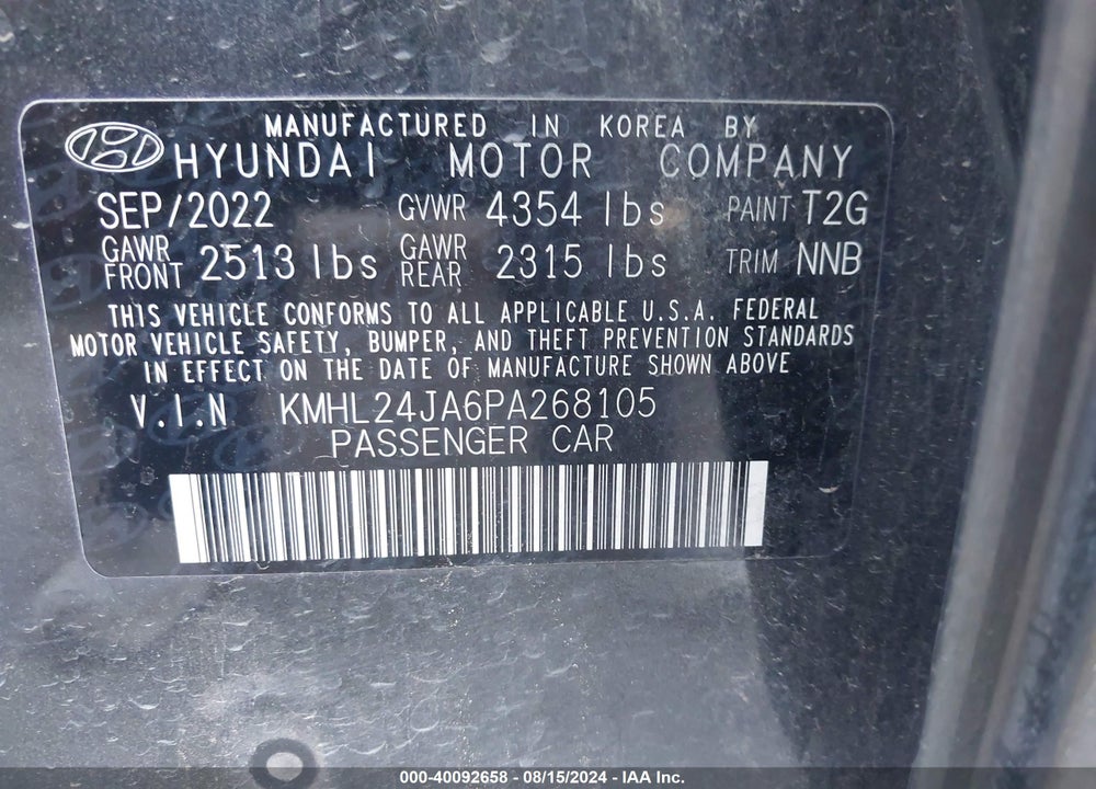 2023 HYUNDAI SONATA SE VIN: KMHL24JA6PA268105