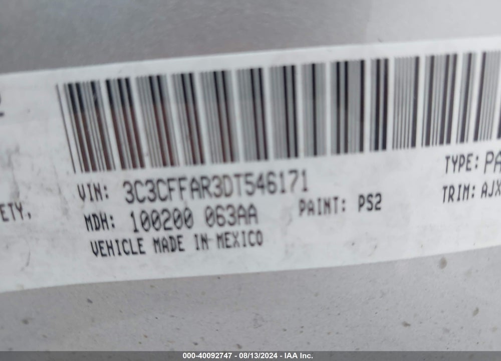 2013 FIAT 500 POP VIN: 3C3CFFAR3DT546171