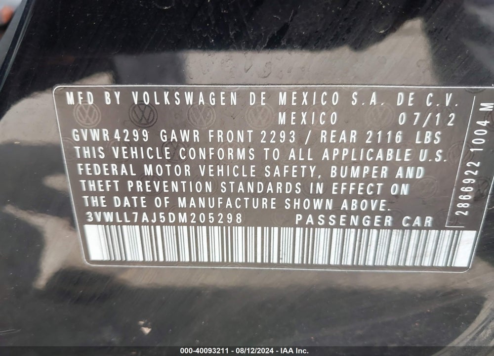 2013 VOLKSWAGEN JETTA 2.0L TDI VIN: 3VWLL7AJ5DM205298