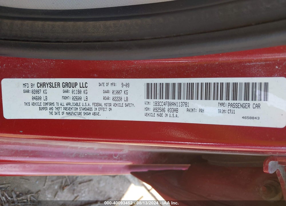 2010 DODGE AVENGER SXT VIN: 1B3CC4FB0AN113781