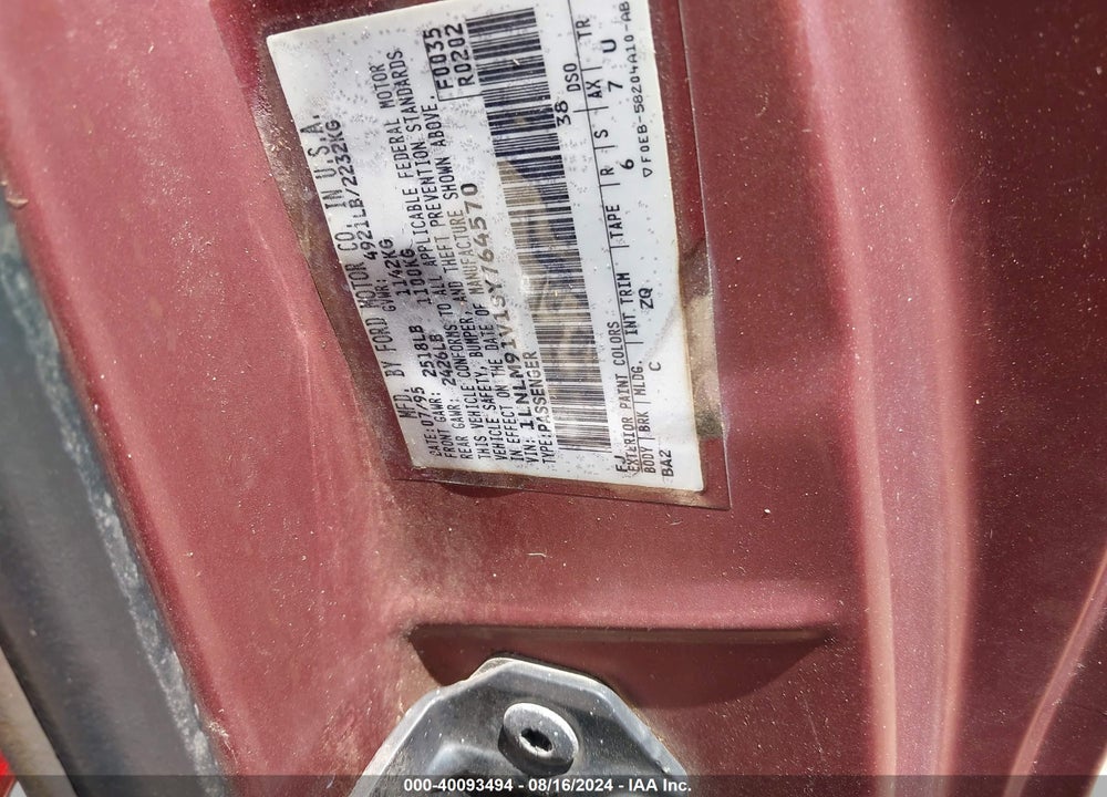 1995 LINCOLN MARK VIII LSC VIN: 1LNLM91V1SY764570