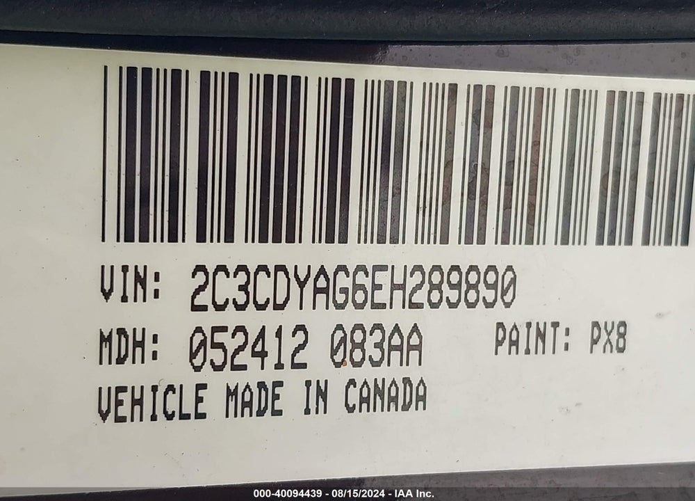 2014 DODGE CHALLENGER SXT VIN: 2C3CDYAG6EH289890