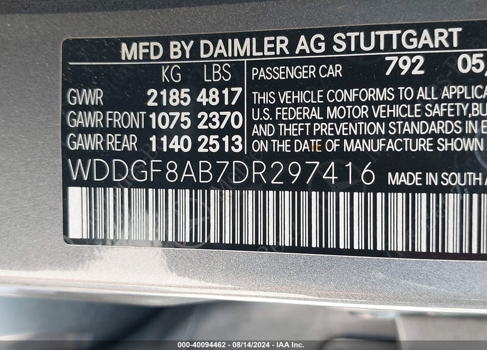 2013 MERCEDES-BENZ C 300 LUXURY 4MATIC/SPORT 4MATIC VIN: WDDGF8AB7DR297416