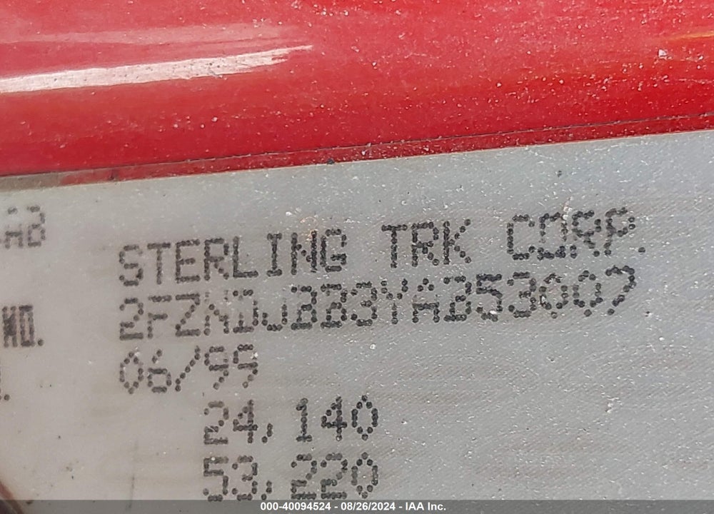 2000 STERLING TRUCK L8511 8511 VIN: 2FZNDJBB3YAB53007