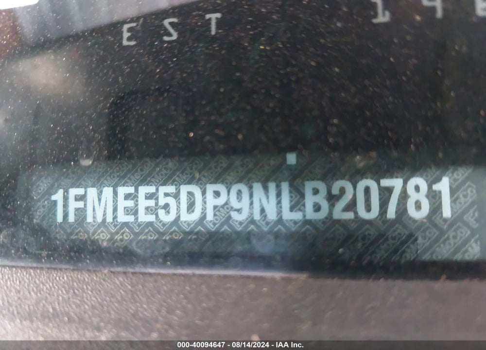 2022 FORD BRONCO VIN: 1FMEE5DP9NLB20781