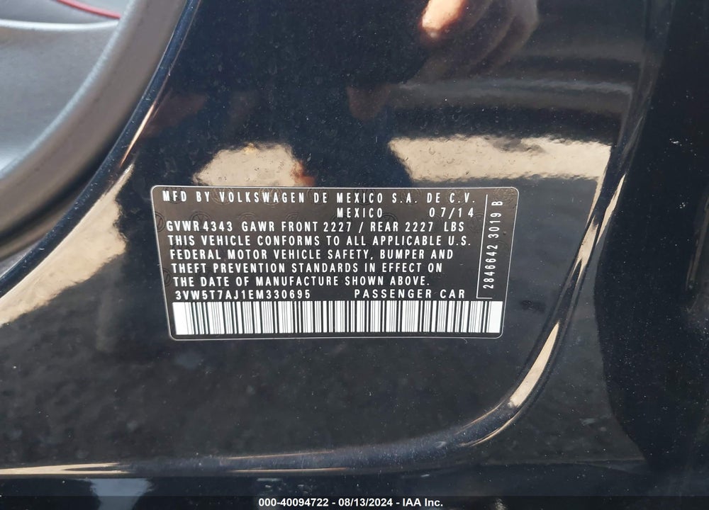 2014 VOLKSWAGEN JETTA GLI EDITION 30 VIN: 3VW5T7AJ1EM330695