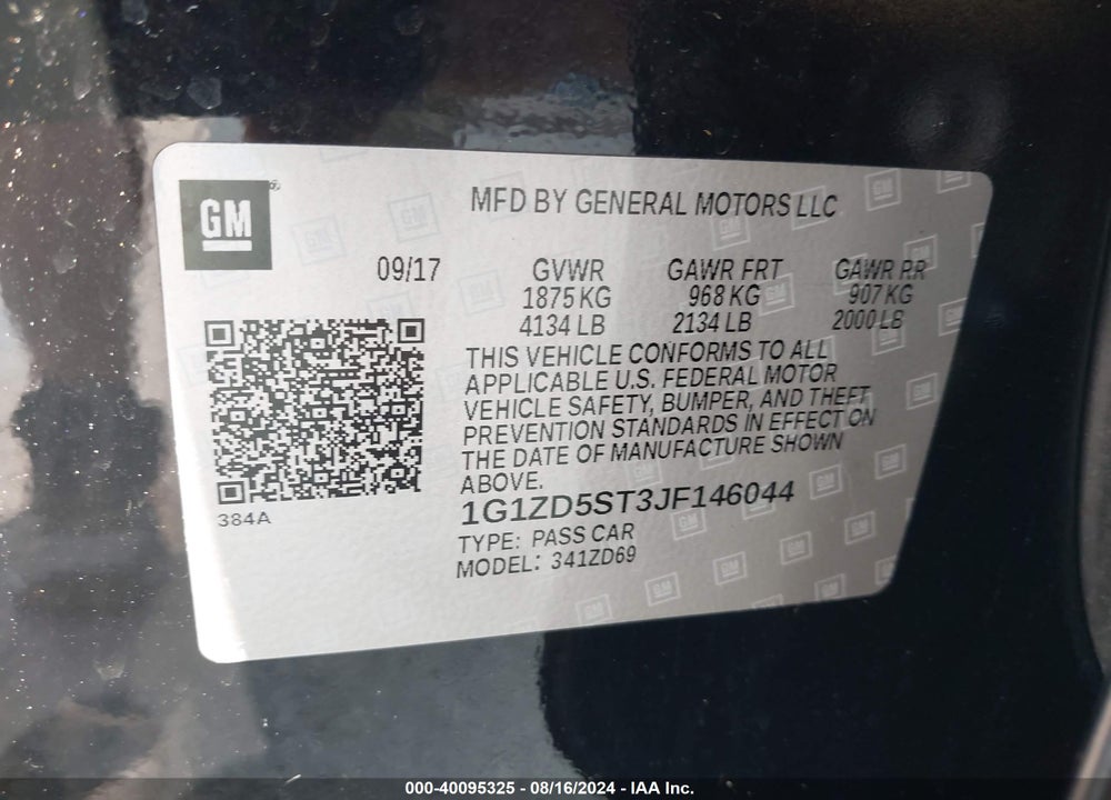 2018 CHEVROLET MALIBU LT VIN: 1G1ZD5ST3JF146044