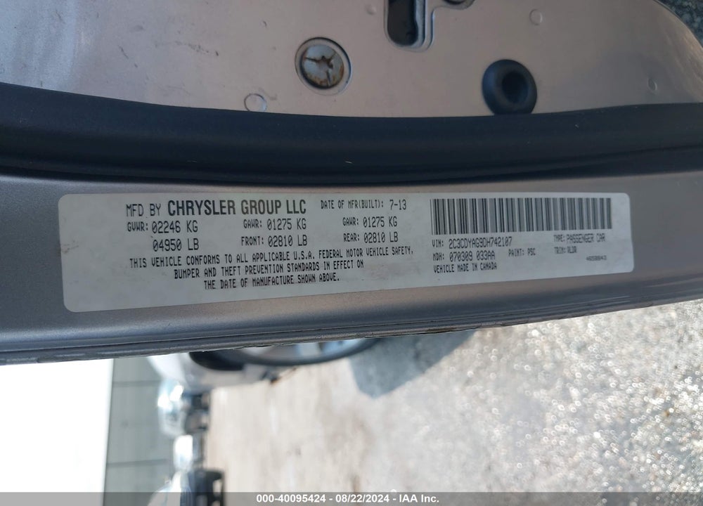 2013 DODGE CHALLENGER SXT PLUS VIN: 2C3CDYAG9DH742107
