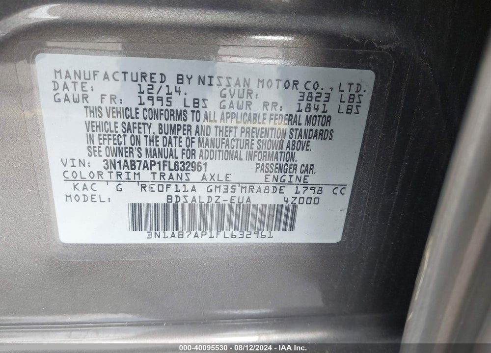 2015 NISSAN SENTRA FE+ S/S/SL/SR/SV VIN: 3N1AB7AP1FL632961