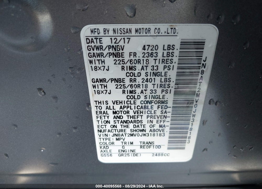 2018 NISSAN ROGUE SL VIN: JN8AT2MV0JW318183