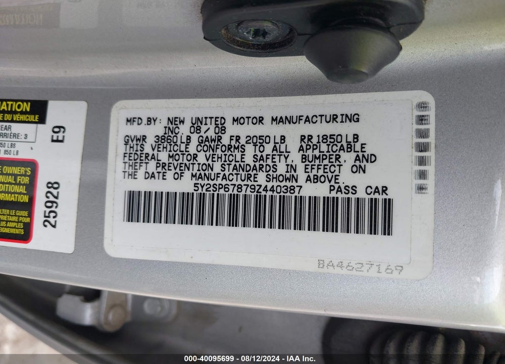 2009 PONTIAC VIBE VIN: 5Y2SP67879Z440387