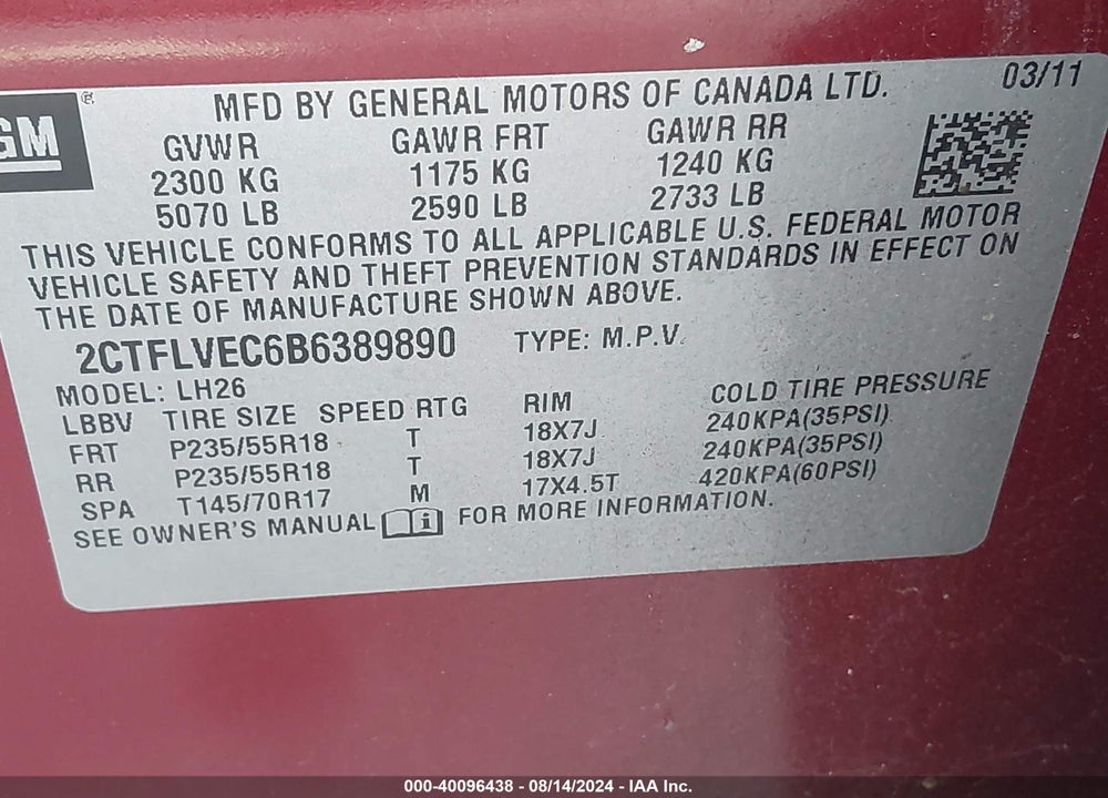 2011 GMC TERRAIN SLT-1 VIN: 2CTFLVEC6B6389890