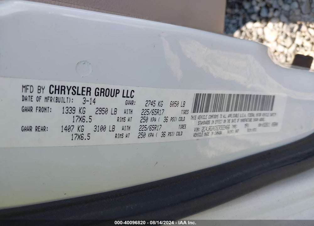 2014 RAM CARGO TRADESMAN VIN: 2C4JRGAG5ER322466