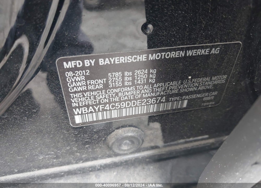 2013 BMW 740LI XDRIVE VIN: WBAYF4C59DDE23674
