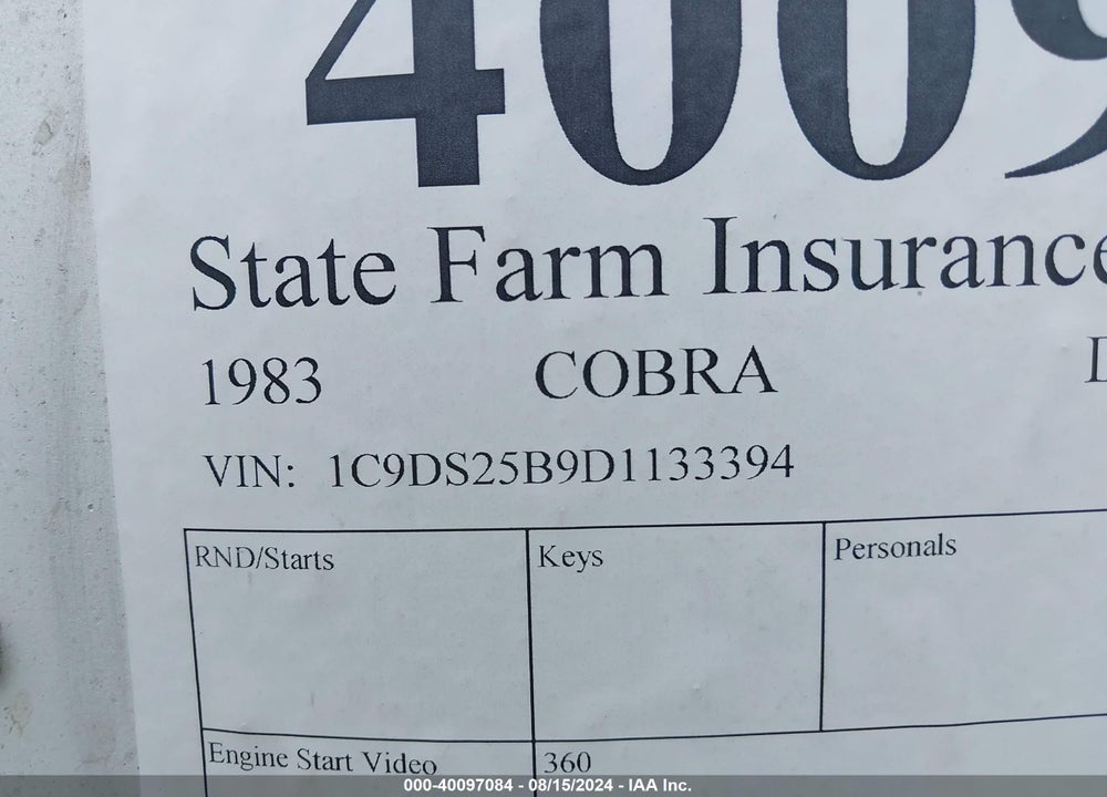 1983 COBRA DUMP TRAILER VIN: 1C9DS25B9D1133394