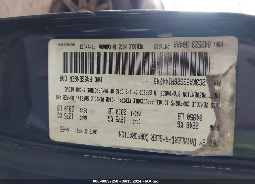 2006 CHRYSLER 300C VIN: 2C3LA63H26H106683