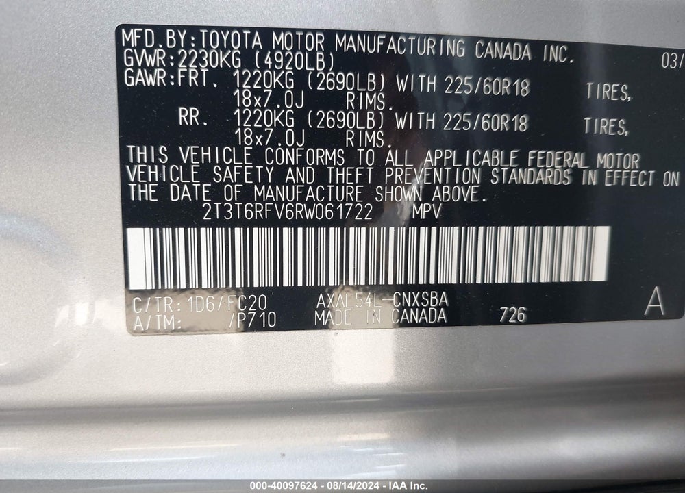 2024 TOYOTA RAV4 HYBRID SE VIN: 2T3T6RFV6RW061722