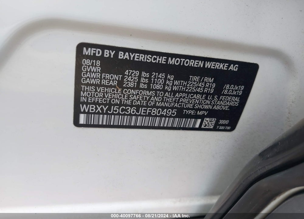 2018 BMW X2 XDRIVE28I VIN: WBXYJ5C36JEF80495