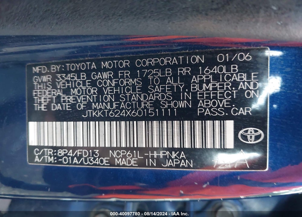 2006 SCION XA VIN: JTKKT624X60151111