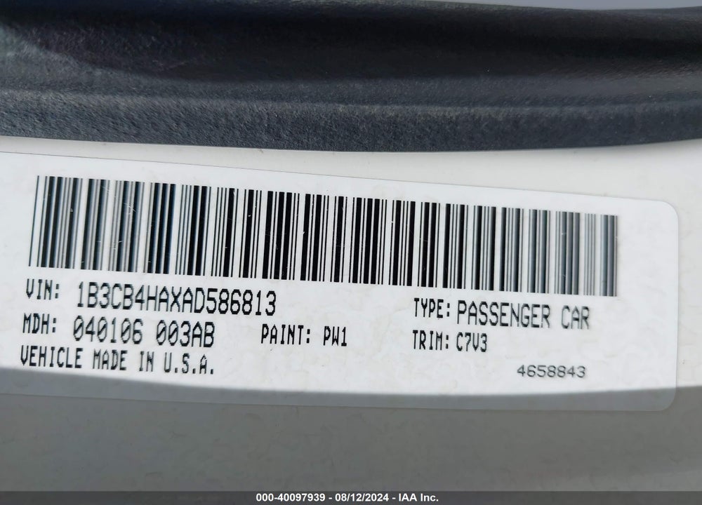 2010 DODGE CALIBER SXT VIN: 1B3CB4HAXAD586813