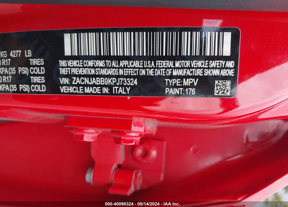 2019 JEEP RENEGADE LATITUDE FWD VIN: ZACNJABB9KPJ73324