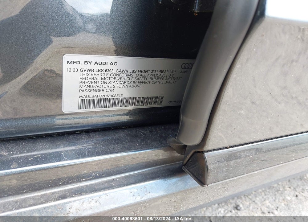 2024 AUDI S8 4.0T VIN: WAULSAF82RN008513