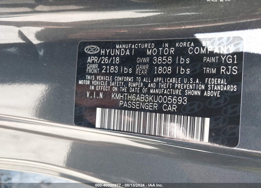 2019 HYUNDAI VELOSTER TURBO ULTIMATE VIN: KMHTH6AB3KU005693