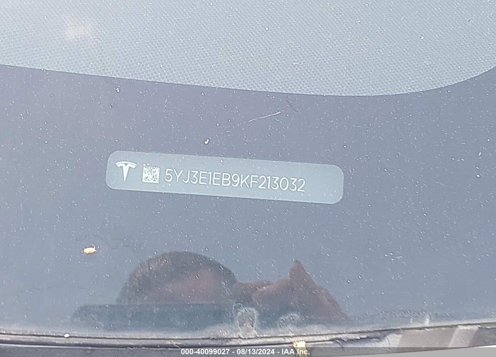 2019 TESLA MODEL 3 LONG RANGE/PERFORMANCE VIN: 5YJ3E1EB9KF213032