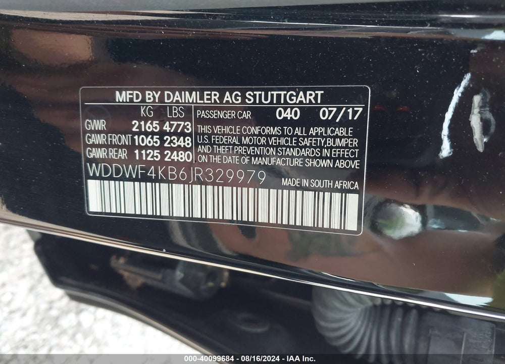 2018 MERCEDES-BENZ C 300 4MATIC VIN: WDDWF4KB6JR329979