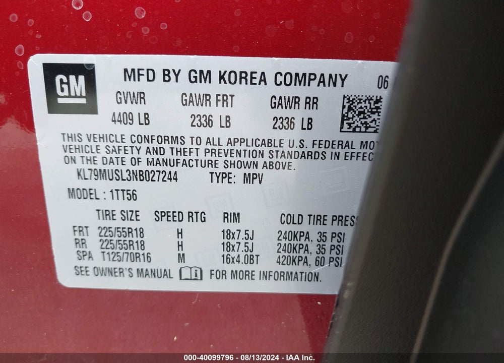 2022 CHEVROLET TRAILBLAZER AWD RS VIN: KL79MUSL3NB027244