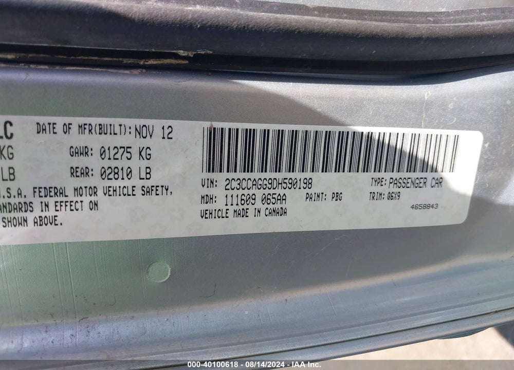 2013 CHRYSLER 300 300S GLACIER VIN: 2C3CCAGG9DH590198