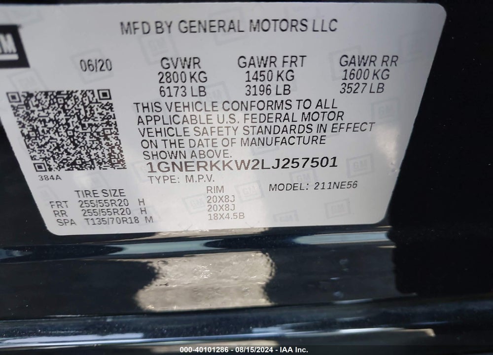 2020 CHEVROLET TRAVERSE FWD PREMIER VIN: 1GNERKKW2LJ257501