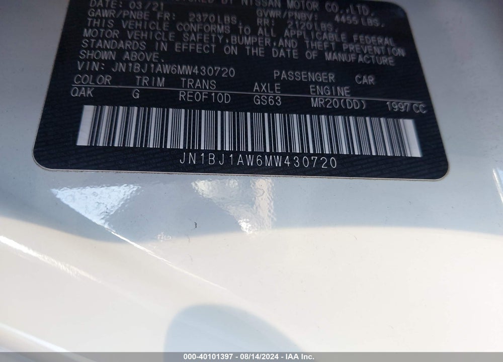 2021 NISSAN ROGUE SPORT S AWD XTRONIC CVT VIN: JN1BJ1AW6MW430720