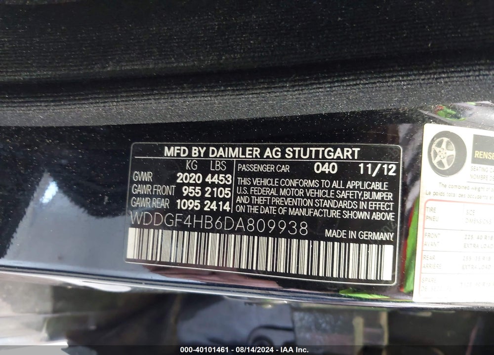 2013 MERCEDES-BENZ C 250 LUXURY/SPORT VIN: WDDGF4HB6DA809938