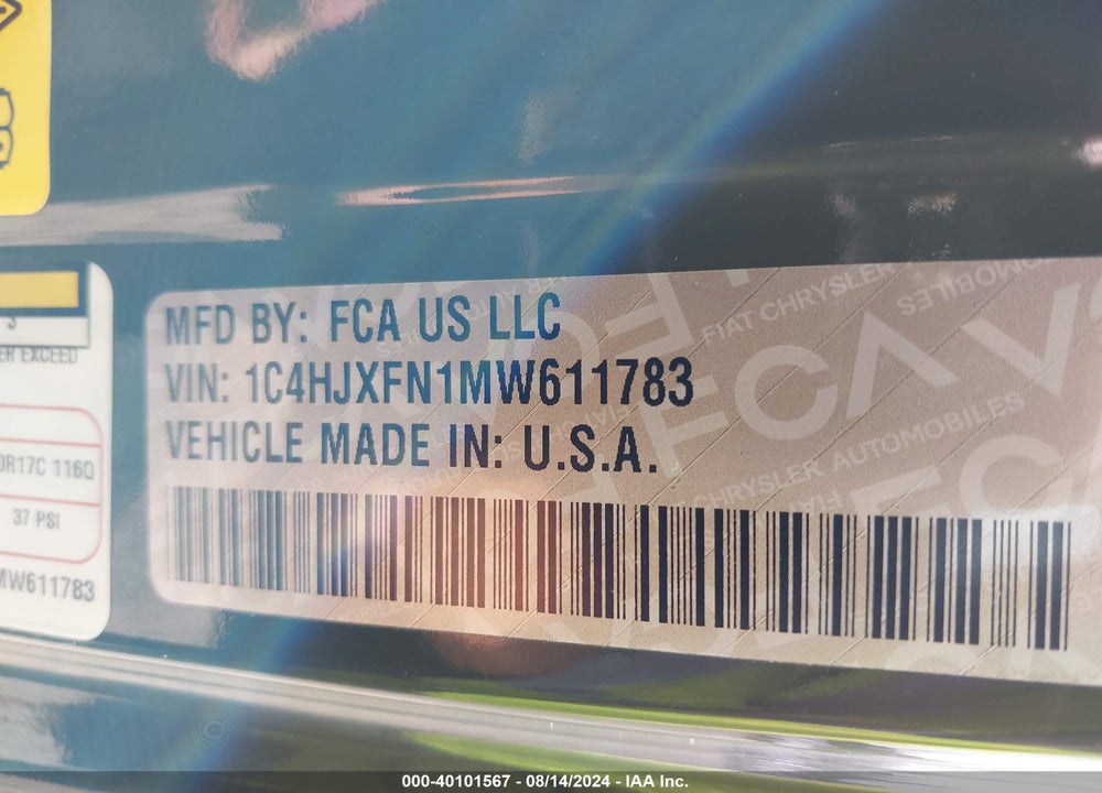 2021 JEEP WRANGLER UNLIMITED RUBICON 4X4 VIN: 1C4HJXFN1MW611783
