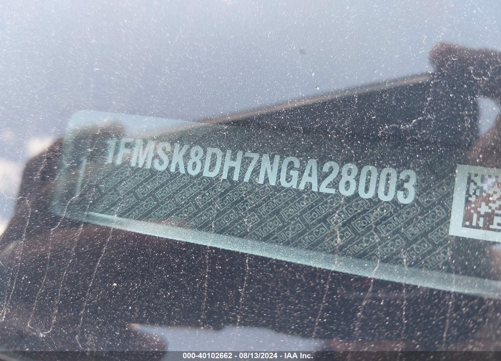 2022 FORD EXPLORER XLT VIN: 1FMSK8DH7NGA28003