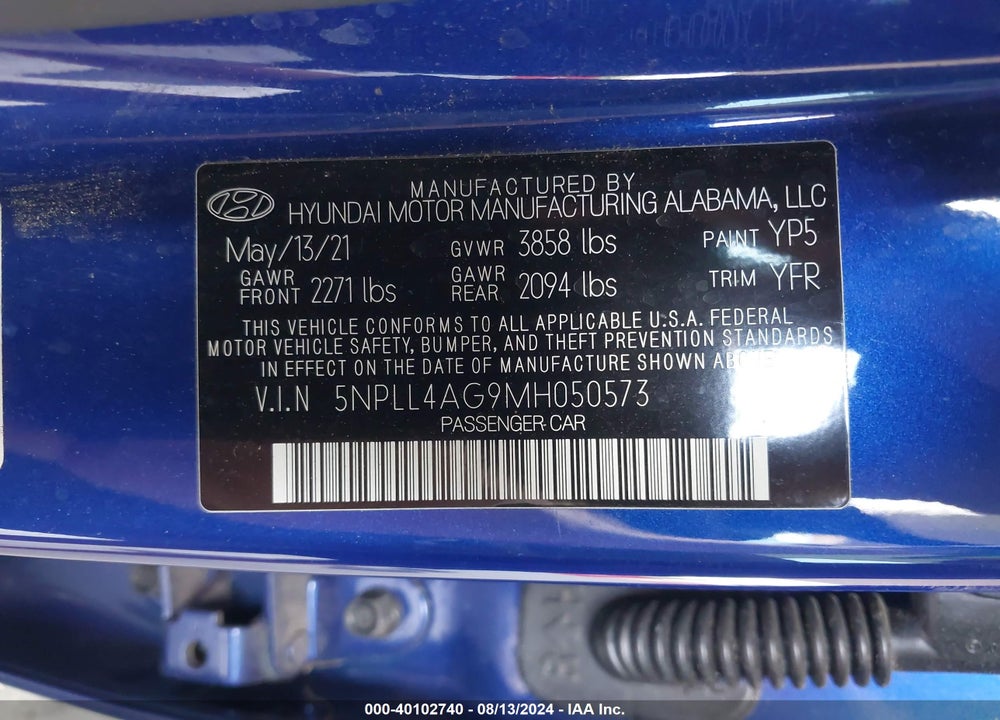 2021 HYUNDAI ELANTRA SE VIN: 5NPLL4AG9MH050573